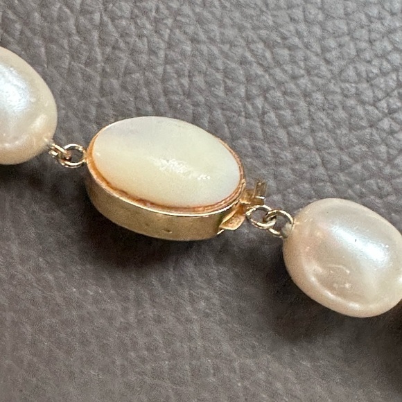 VTG Glass Pearl Necklace And Knotted Cream Color Estate Jewelry Statement 5382 B - Picture 5 of 12